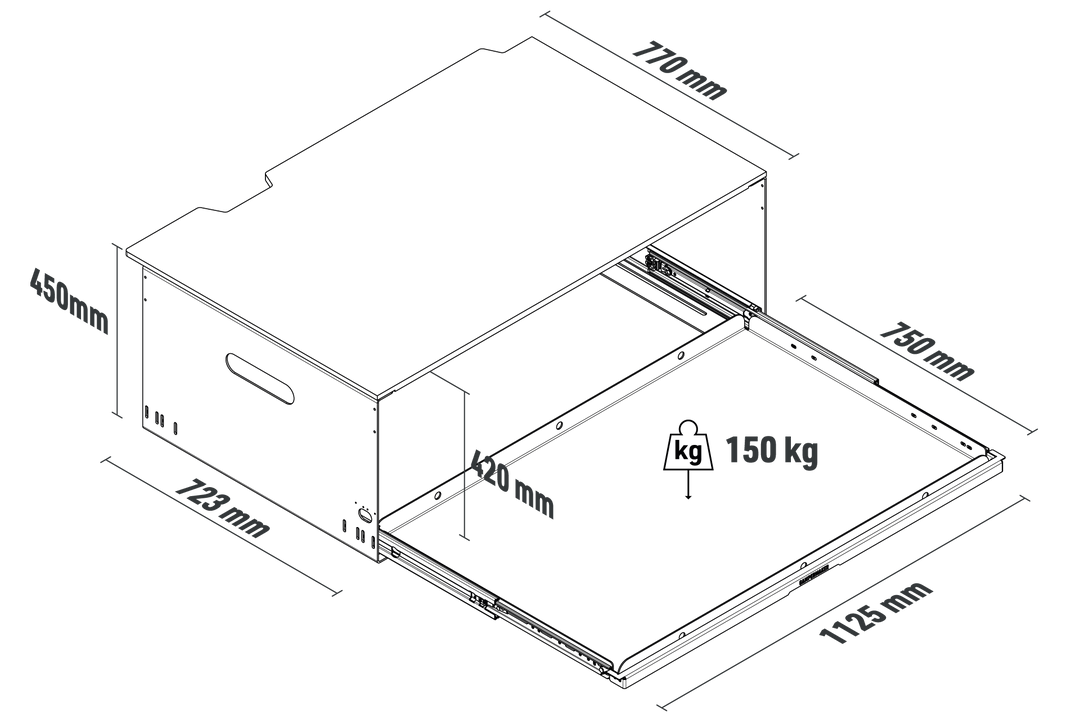 Heckablage mit -auszug – VW T5/6/6.1 California Beach (2er Bank)