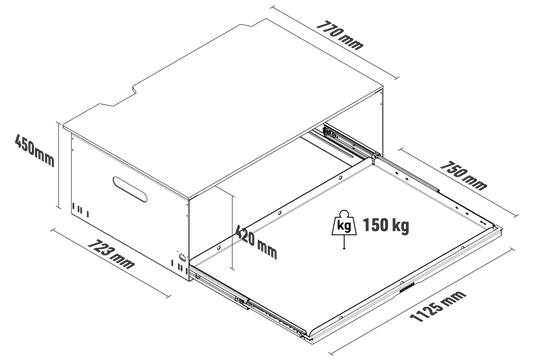Heckablage mit -auszug – VW T5/6/6.1 California Beach (2er Bank)