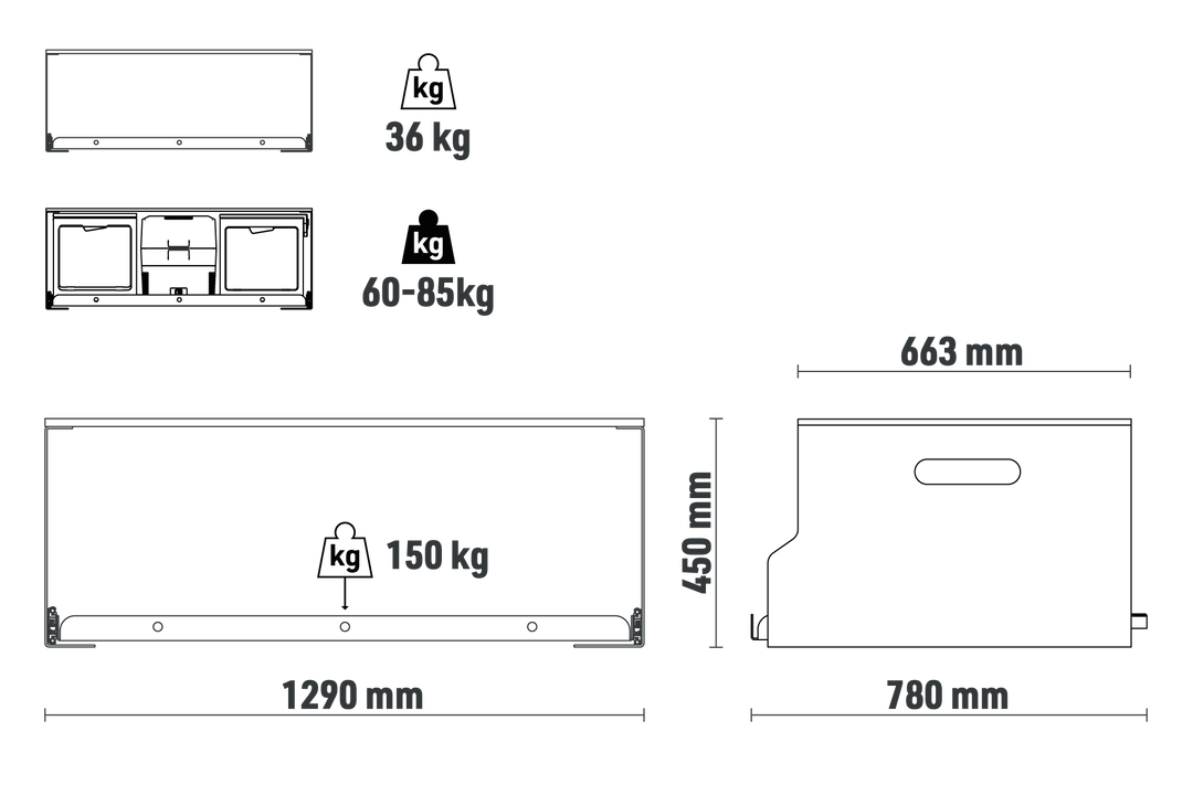 Heckablage mit -auszug – vanexxt (Ford Tourneo Custom/VW New Caravelle)